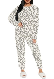 Foto 2 | Foto 2 | Pijama Para Mujer Shendy Vendy Conjunto 2 Piezas Elegante Invierno Afelpado Beige Leopardo Grande