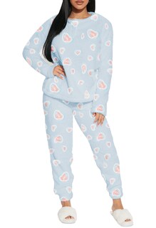 Foto 2 | Foto 2 | Pijama Para Mujer Shendy Vendy Conjunto 2 Piezas Elegante Invierno Afelpado Azul Corazón Grande