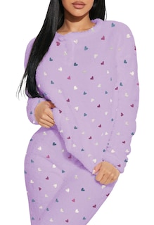 Foto 1 | Foto 1 | Pijama Para Mujer Shendy Vendy Conjunto 2 Piezas Elegante Invierno Afelpado Lila Corazón Mediana