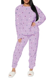 Foto 4 | Foto 4 | Pijama Para Mujer Shendy Vendy Conjunto 2 Piezas Elegante Invierno Afelpado Lila Corazón Mediana
