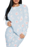 Pijama Para Mujer Shendy Vendy Conjunto 2 Piezas Elegante Invierno Afelpado Azul Corazón Chica