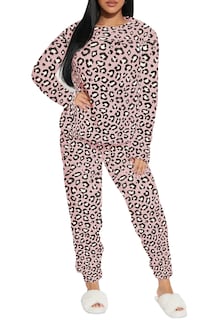 Foto 2 | Foto 2 | Pijama Para Mujer Shendy Vendy Conjunto 2 Piezas Elegante Invierno Afelpado Rosa Leopardo Grande