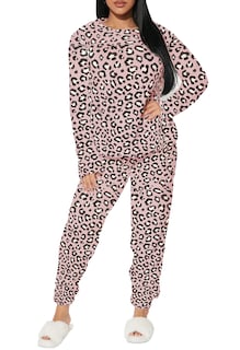 Foto 4 | Foto 4 | Pijama Para Mujer Shendy Vendy Conjunto 2 Piezas Elegante Invierno Afelpado Rosa Leopardo Grande