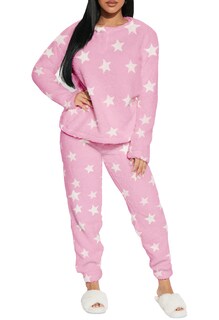 Foto 2 | Foto 2 | Pijama Para Mujer Shendy Vendy Conjunto 2 Piezas Elegante Invierno Afelpado Rosa Estrella Extra Grande