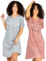 Set De 2 Camisone Para Dormir Mujer Pijama Aesthetic Batas Pij-08-2 D37 Y D38 Dama Bluson