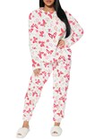 Pijama Para Mujer Shendy Vendy Conjunto 2 Piezas Elegante Invierno Afelpado Rosa Claro Mariposa Chica
