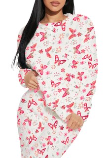 Foto 4 | Foto 4 | Pijama Para Mujer Shendy Vendy Conjunto 2 Piezas Elegante Invierno Afelpado Rosa Claro Mariposa Chica