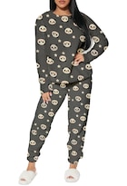 Pijama Para Mujer Shendy Vendy Conjunto 2 Piezas Elegante Invierno Afelpado Gris Panda Grande