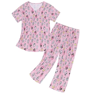 Foto 1 | Foto 1 | Conjunto De Pijama American Trends Para Mujer, Ropa De Dormir Rosa Con Forma De Gato, Talla L - Venta Internacional.