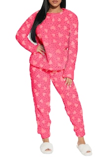 Foto 1 | Foto 1 | Pijama Para Mujer Shendy Vendy Conjunto 2 Piezas Elegante Invierno Afelpado Rosa Puntos Corazon Grande