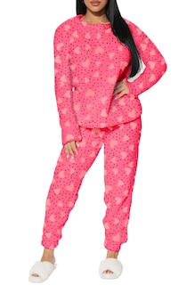 Foto 2 | Foto 2 | Pijama Para Mujer Shendy Vendy Conjunto 2 Piezas Elegante Invierno Afelpado Rosa Puntos Corazon Grande