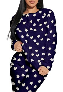 Foto 3 | Foto 3 | Pijama Para Mujer Shendy Vendy Conjunto 2 Piezas Elegante Invierno Afelpado Azul Marino Corazon Extra Grande