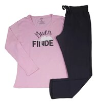 Pijama Para Dama Manga Larga “buen Finde” Twins