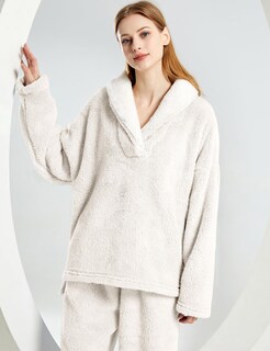 Foto 5 | Foto 5 | Conjunto de Pijama Gihuo Forro Polar Beige para Mujer - Venta Internacional