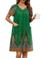 Bata Ekouaer Corta con Cremallera para Mujer Manga Corta Verde - Venta Internacional