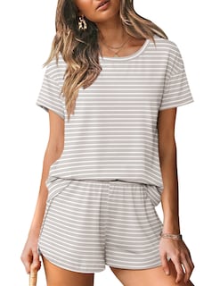 Foto 1 | Foto 1 | Conjunto De Pijama Ekouaer Para Mujer, Cuello Redondo, Manga Corta - Venta Internacional.