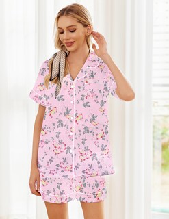 Foto 4 | Foto 4 | Conjunto De Pijama Ekouaer De Satén De Seda Con Botones De Manga Corta Para Mujer Xl - Venta Internacional.