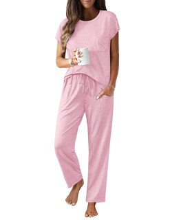 Foto 1 | Foto 1 | Conjunto De Pijama Ekouaer Para Mujer Con Mangas Casquillo Y Bolsillos - Venta Internacional.