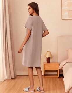 Foto 2 | Foto 2 | Albornoz Ekouaer De Punto Gofrado Con Cremallera, Manga Corta, Para Mujer - Venta Internacional.