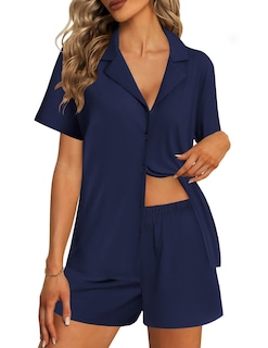 Foto 1 | Foto 1 | Conjunto De Pijama Ekouaer Para Mujer, Algodón, Manga Corta, Con Bolsillos - Venta Internacional.