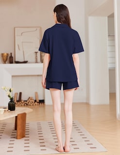 Foto 5 | Foto 5 | Conjunto De Pijama Ekouaer Para Mujer, Algodón, Manga Corta, Con Bolsillos - Venta Internacional.