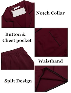 Foto 6 | Foto 6 | Conjunto De Pijama Ekouaer De Satén De Seda Para Mujer, Color Rojo Vino, Talla L - Venta Internacional.
