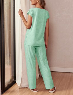 Foto 4 | Foto 4 | Conjunto De Pijama Ekouaer Para Mujer Con Mangas Casquillo Y Bolsillos - Venta Internacional.