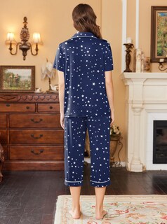 Foto 3 | Foto 3 | Pijama Ekouaer Capri Para Mujer De Manga Corta Con Botones - Venta Internacional.