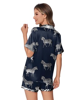 Foto 4 | Foto 4 | Conjunto De Pijama Ekouaer De Satén De Seda Para Mujer Con Estampado De Animales - Venta Internacional.