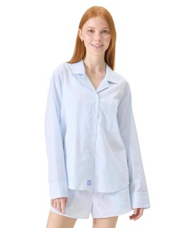Foto 1 | Foto 1 | Camisa De Dormir Florence By Mills Para Mujer, Manga Larga, Blanco Y Azul A Rayas - Venta Internacional.