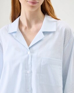 Foto 3 | Foto 3 | Camisa De Dormir Florence By Mills Para Mujer, Manga Larga, Blanco Y Azul A Rayas - Venta Internacional.