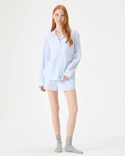 Foto 5 | Foto 5 | Camisa De Dormir Florence By Mills Para Mujer, Manga Larga, Blanco Y Azul A Rayas - Venta Internacional.