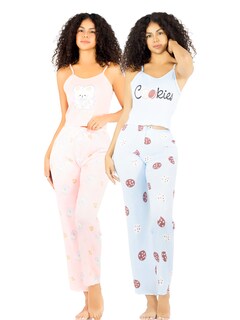 Foto 1 | Foto 1 | Set De 2 Conjunto Pijama Mujer Blusa Y Pantalón Dama Pij-089-px2 Variedad De Diseños Piyama Pyjama