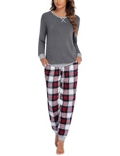 Foto 1 | Foto 1 | Pijama Ekouaer De Manga Larga Con Cuello Redondo Navideño Para Mujer - Venta Internacional.