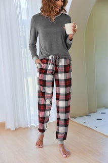 Foto 2 | Foto 2 | Pijama Ekouaer De Manga Larga Con Cuello Redondo Navideño Para Mujer - Venta Internacional.