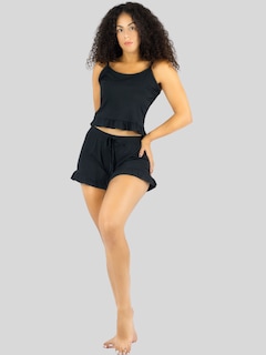 Foto 4 | Foto 4 | Ropa Para Dormir Mujer Verano Short + Blusa Fresca Pij-092 Negro Pijama Fresca