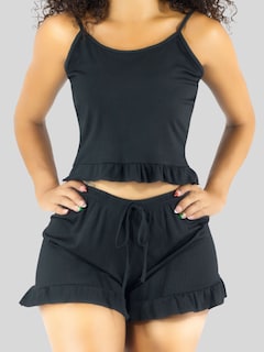Foto 5 | Foto 5 | Ropa Para Dormir Mujer Verano Short + Blusa Fresca Pij-092 Negro Pijama Fresca