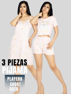 Foto 5 | Foto 5 | Set Pijama 3 Piezas Mujer Verano Pij-096 D10 Bata Top Y Short