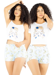 Foto 1 | Foto 1 | Pijama 3 Piezas Mujer Short Blusa Playera Pij-094 Diseño 3 Suave Cómoda Relax