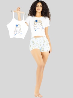 Foto 2 | Foto 2 | Pijama 3 Piezas Mujer Short Blusa Playera Pij-094 Diseño 3 Suave Cómoda Relax