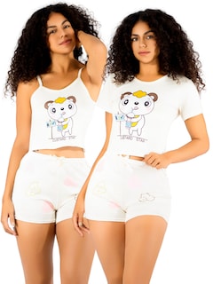 Foto 1 | Foto 1 | Pijama 3 Piezas Mujer Short Blusa Playera Pij-094 Diseño 5 Suave Cómoda Relax