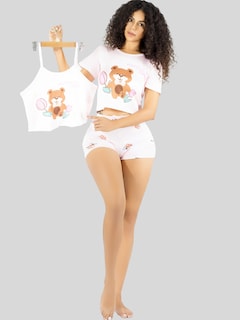 Foto 2 | Foto 2 | Pijama 3 Piezas Mujer Short Blusa Playera Pij-094 Diseño 1 Suave Cómoda Relax
