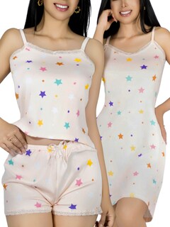 Foto 1 | Foto 1 | Set Pijama 3 Piezas Mujer Verano Pij-095 D8 Bata Top Y Short