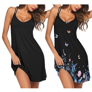 Foto 1 | Foto 1 | Camisón Ekouaer Para Mujer, 2 Unidades, Espalda Cruzada, Cuello En V, Talla Grande - Venta Internacional.