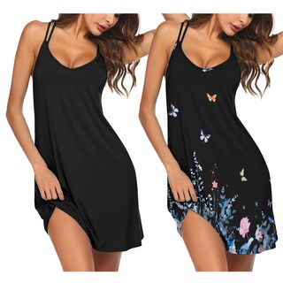 Foto 1 | Foto 1 | Camisón Ekouaer Para Mujer, 2 Unidades, Espalda Cruzada, Cuello En V, Talla Grande - Venta Internacional.