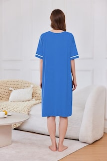 Foto 5 | Foto 5 | Camisón Robe Ekouaer para Mujer Manga Corta con Cremallera Azul - Venta Internacional