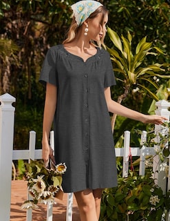 Foto 3 | Foto 3 | Pijama Ekouaer De Algodón Con Botones Para Mujer, Color Gris - Venta Internacional.
