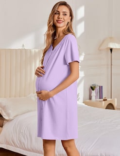 Foto 4 | Foto 4 | Pijama De Algodón Para Mujer Ekouaer, Camisón, Color Morado Claro - Venta Internacional.