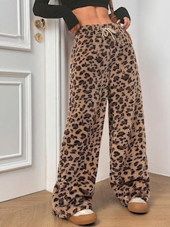 Foto 3 | Foto 3 | Pantalones De Pijama Zaful Fuzzy De Felpa Con Cintura Con Cordón, Diseño De Leopardo, Talla M - Venta Internacional.