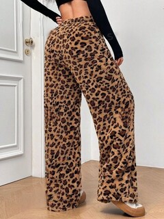 Foto 4 | Foto 4 | Pantalones De Pijama Zaful Fuzzy De Felpa Con Cintura Con Cordón, Diseño De Leopardo, Talla M - Venta Internacional.